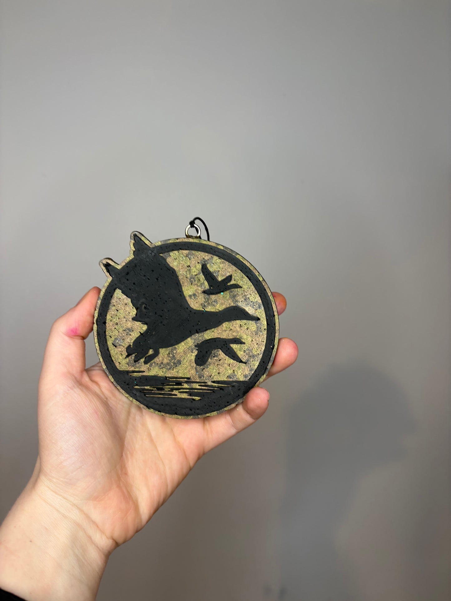 Ducks on camp background