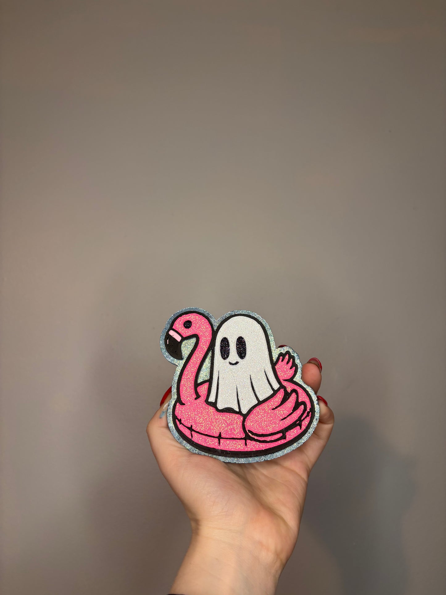 Ghost on flamingo float